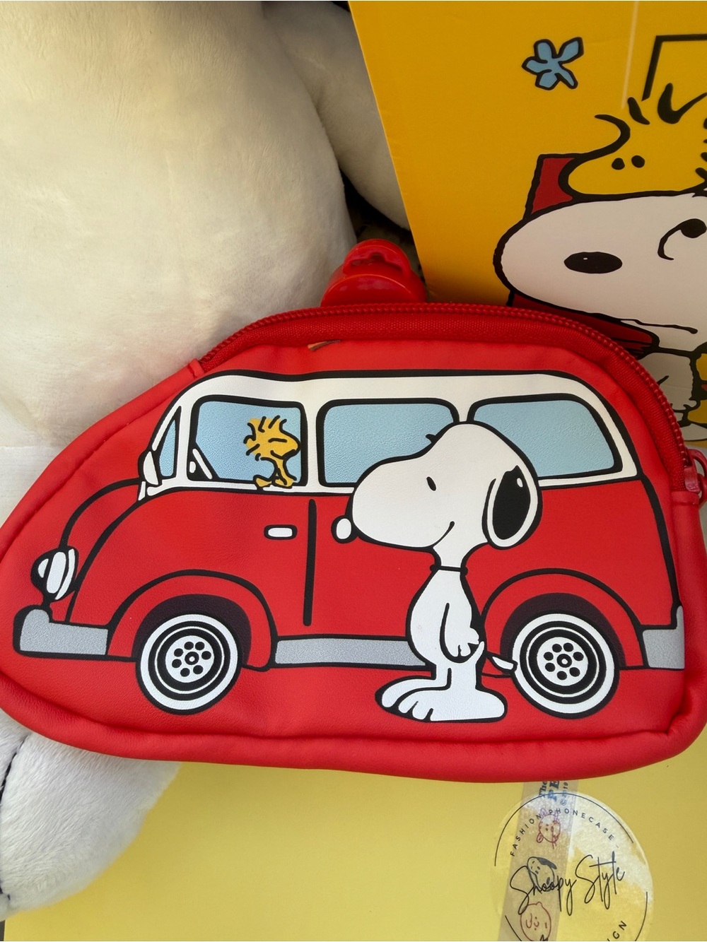 Red Snoopy bus compact Key & Card Holder Pouch